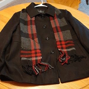 London Fog wool blend peacoat with scarf